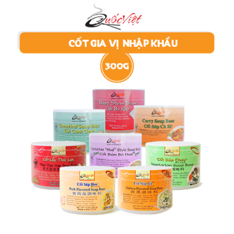 Gia Vị Nấu Bò Kho Cốt Quốc Việt 300g - Nhập Khẩu USA(Canh Chua, Súp Cà Ri, Lẩu Thái, Bún Bò Huế Chay, Súp Chay, Súp Heo) - Chứng Nhận FDA, Không Chất Bảo Quản, 100% Từ Cốt Cô Đặc