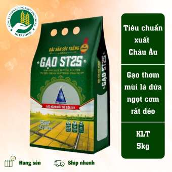 Gạo ST25 lúa tôm, thơm mùi lá dứa, dẻo nhiều của Vinaseed túi 5kg