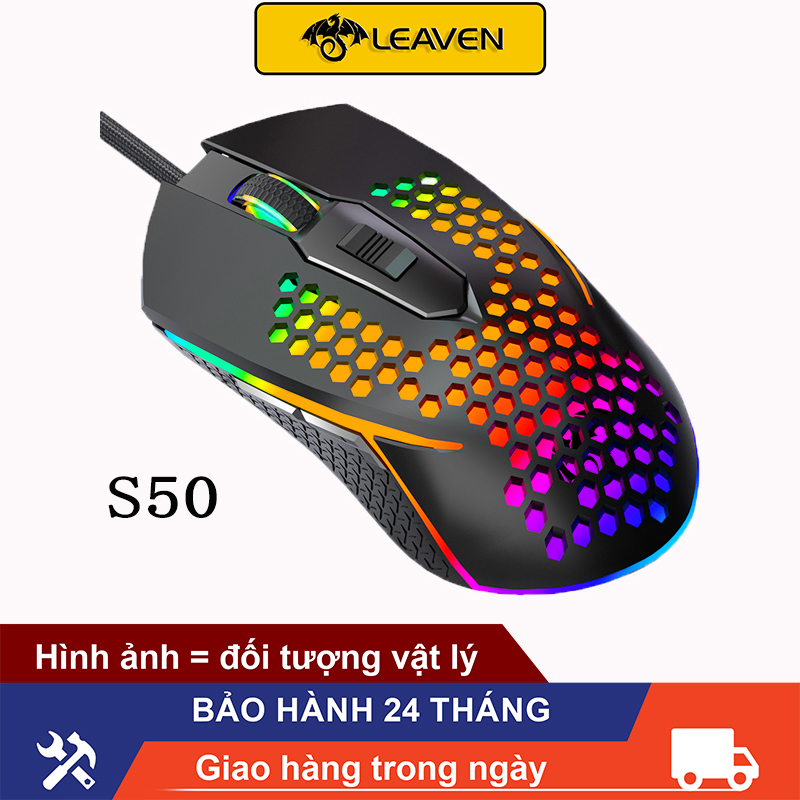 Chuột máy tính Bảo hành 24 tháng Chuột văn phòng chơi game Gaming Con lăn chống trượt và đèn nền S50 chuột cơ học