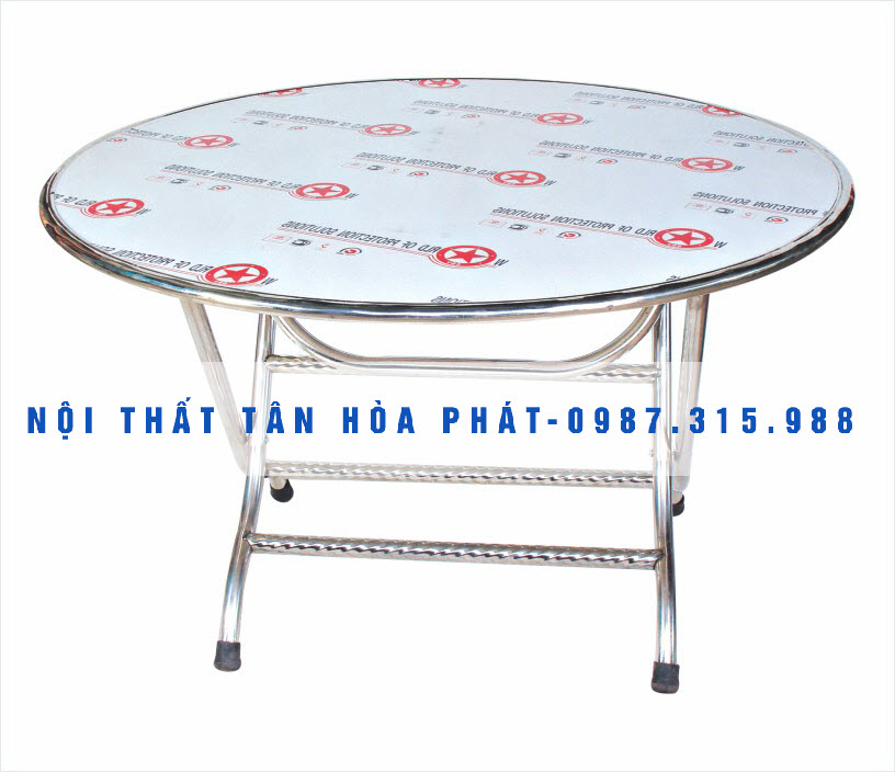 Bàn tròn inox 201 rộng 1m2 chân cao tân hòa phát