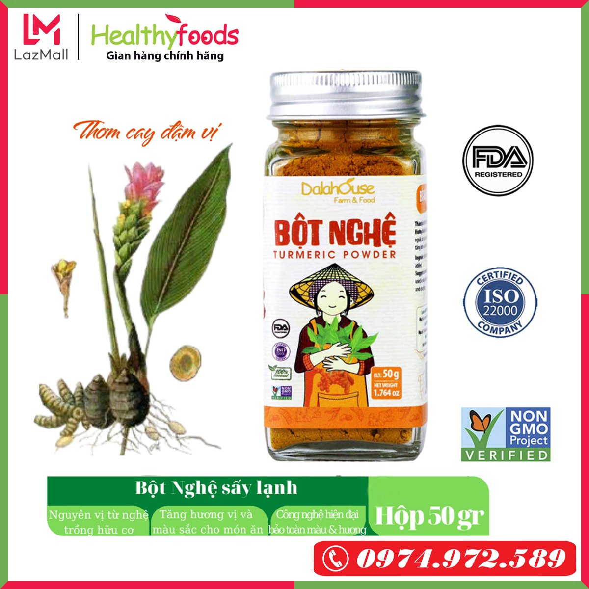 Bột nghệ sấy lạnh Dalahouse thơm ngon, đậm vị 50gr