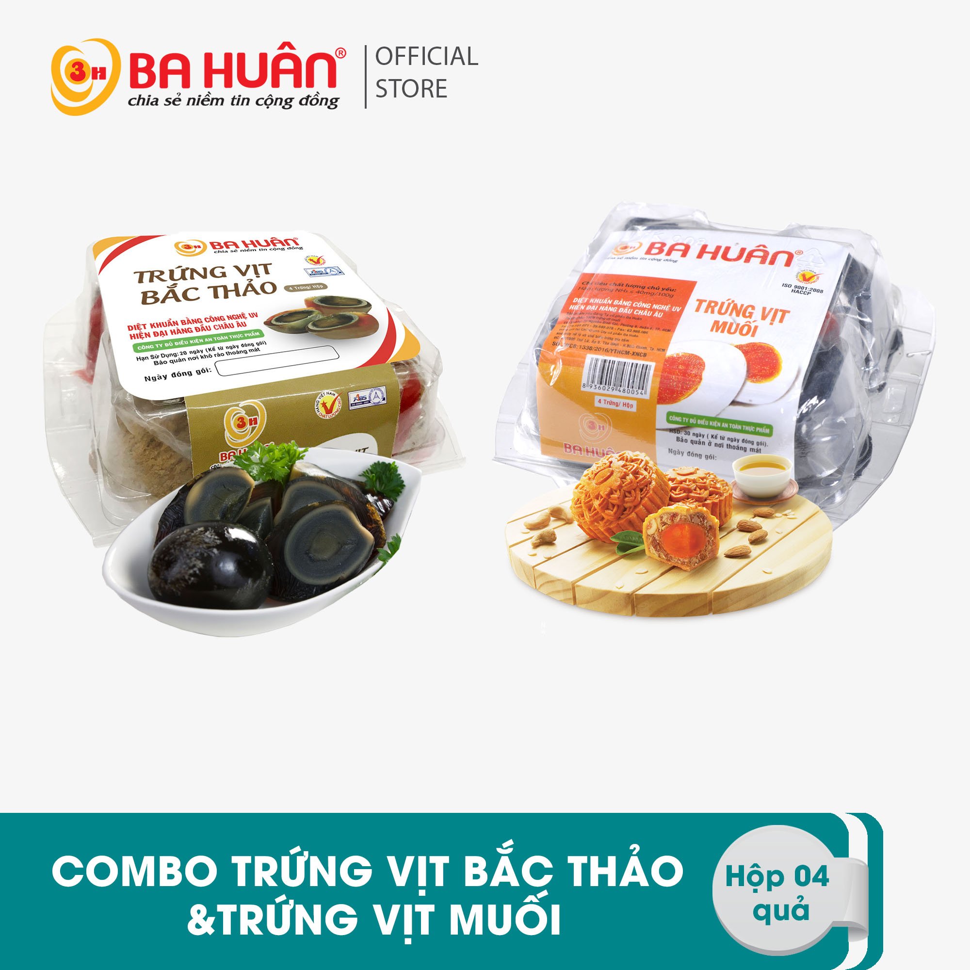 Combo 01 trứng bắc thảo hộp 4 + 1 trứng vịt muối hộp 4