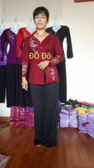 bộ bà ba thun xốp quần đen ống rộng