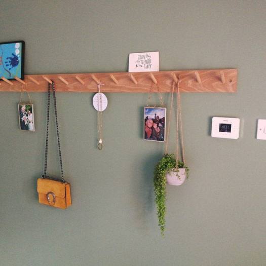 Móc Treo Quần Áo Gỗ Gắn Tường -Giá Treo Đồ Đa Năng Gỗ Thông Nhập Khẩu Gồm 6 Móc Treo