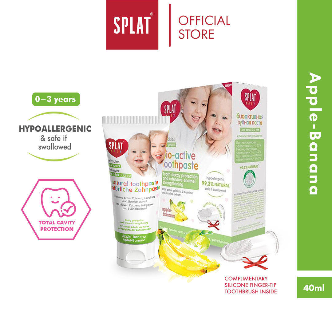 Gambar SPLAT BABY Series Apple Banana Toothpaste (Ages 0 3) (w  finger tip toothbrush) [40ml]