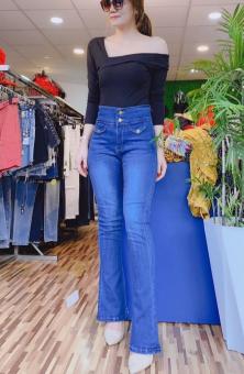 Quần jeans nữ ống loe dài lưng cao 2 nút cao cấp Đẹp Store 257