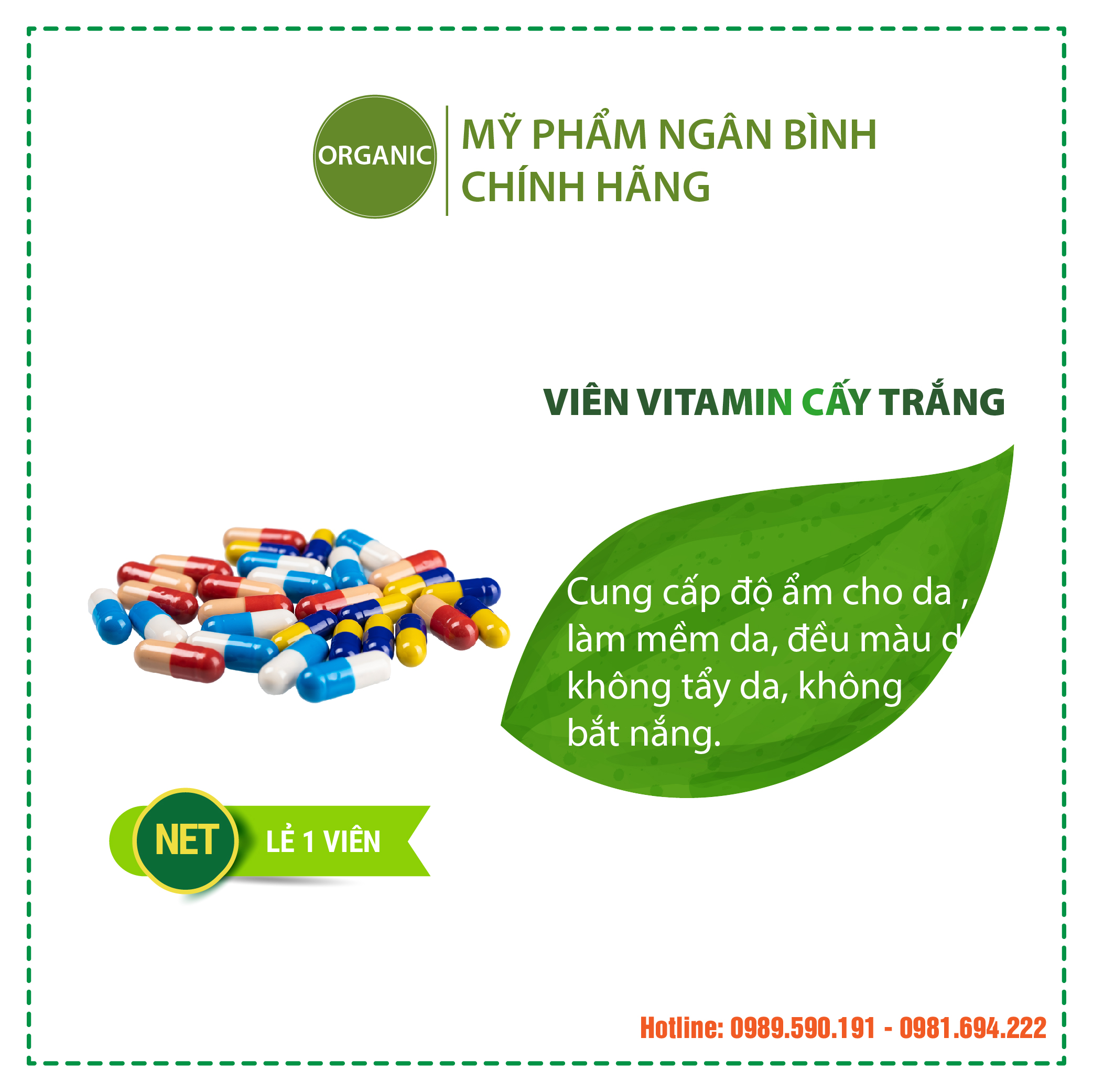 Viên vitamin cấy trắng kích trắng, tăng cường dưỡng da