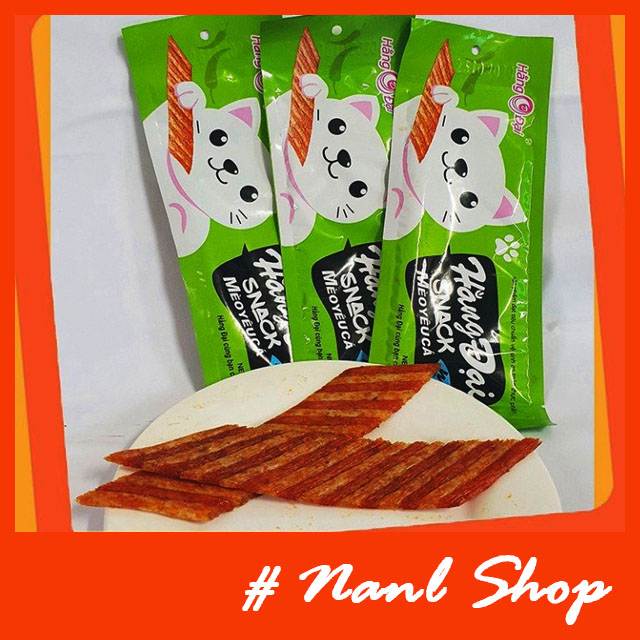 Gói snack mèo yêu cá hương vị cay, dai dẻo từng thớ