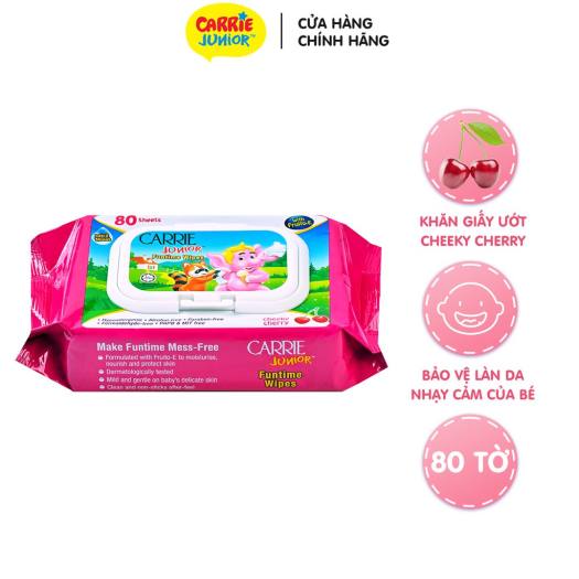 Khăn Giấy Ướt Carrie Junior Funtime Cheeky Cherry 80 tờ/ gói