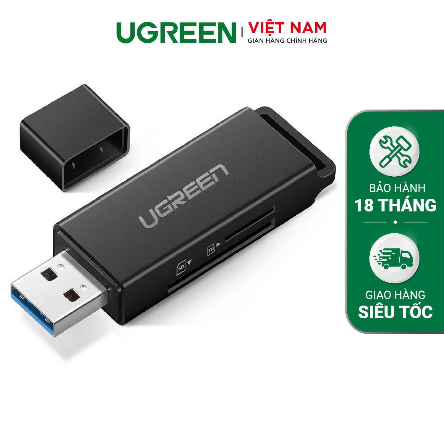 Đầu đọc thẻ nhớ usb 3.0 ugreen cm104 - hỗ trợ đọc thẻ tf/sd - hàng phân phối chính hãng - bảo hành 18 tháng 1 đổi 1 40752 40753 40751 40750