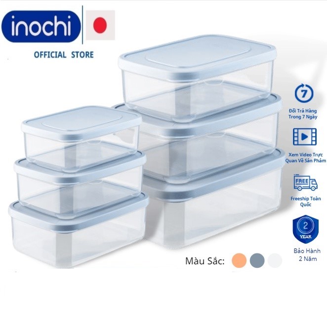 Hộp đựng thực phẩm, Bộ hộp đựng trữ đông đựng cơm nhựa inochi trong tủ lạnh nhiều size có nắp kín khí set 3 4 6 hộp