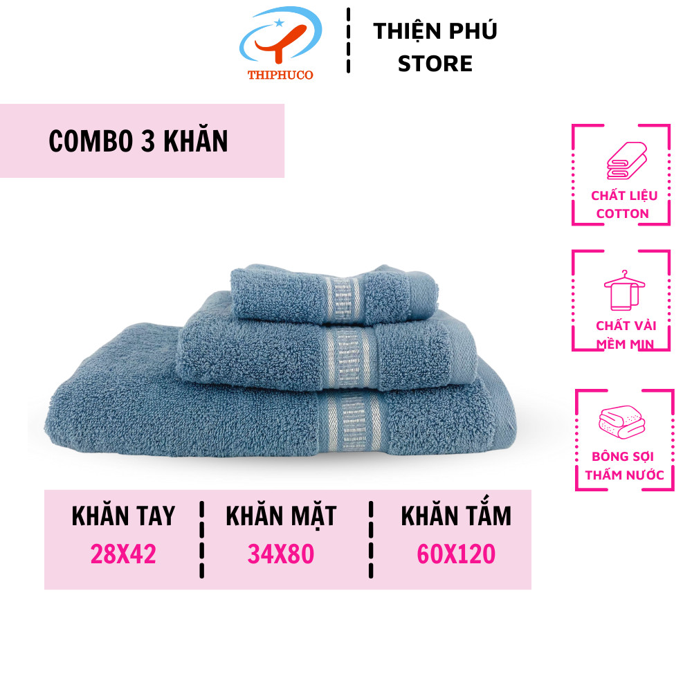 Khăn tắm + khăn mặt + khăn tay cotton cao cấp thiện phú, khăn bông sợi tự nhiên, khăn tắm cotton thấm nước tốt, khăn cotton thấm hút nước, khăn tắm siêu thấm hút, khăn cotton đa năng