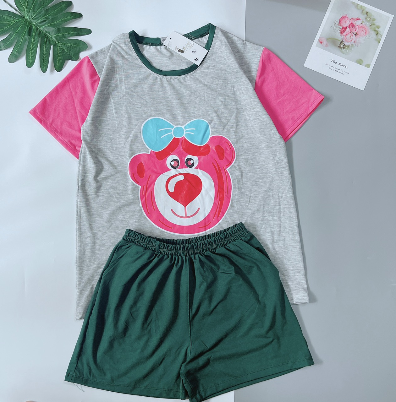 Set bộ, đồ bộ thun đùi chất vải cotton mặc nhà dễ thương