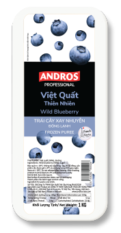 ANDROS - Việt quất puree đông lạnh ( Wild Blueberry Frozen Puree) - Trái cây xay nhuyễn đông lạnh - Hộp 1 KG
