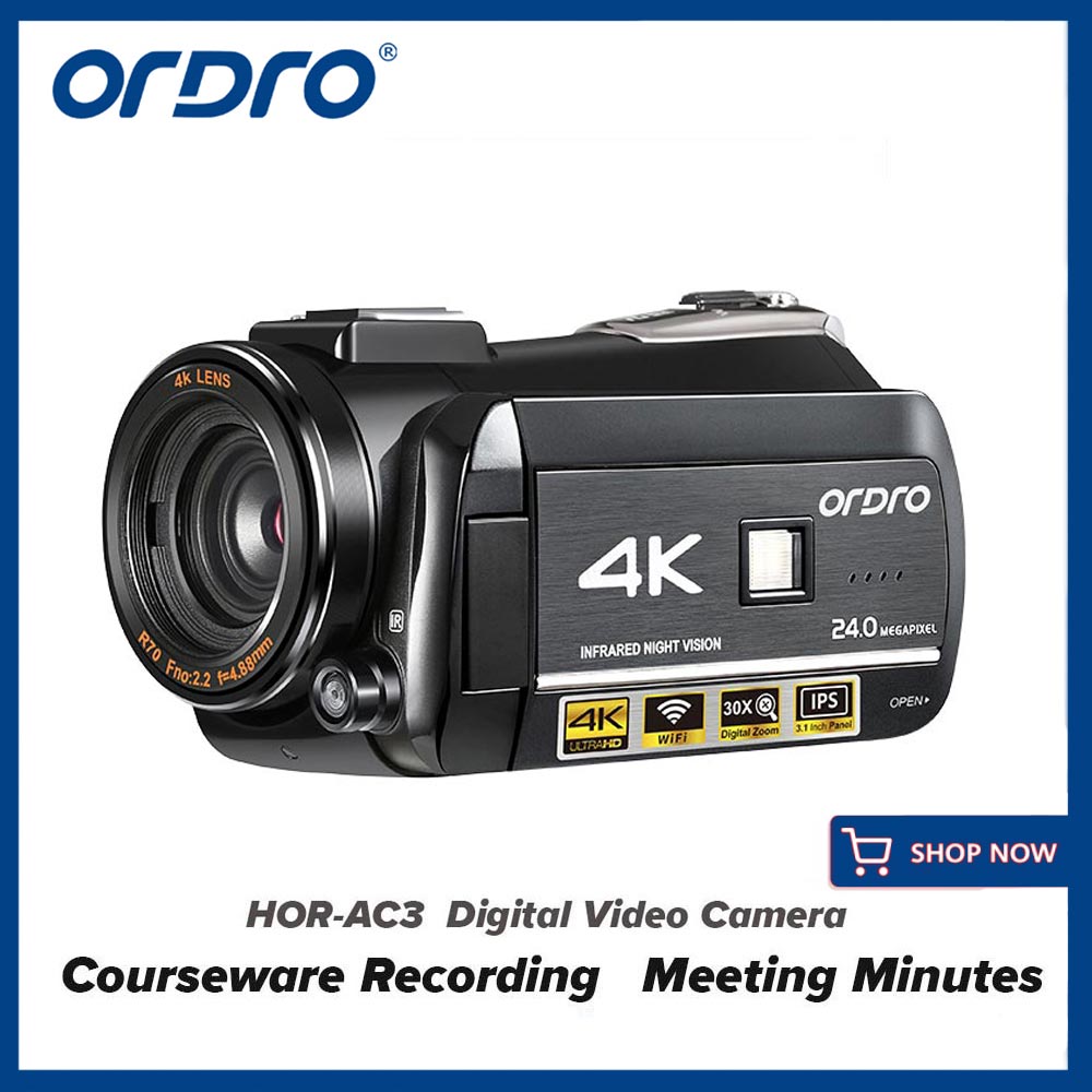 Máy Quay Hồng Ngoại ORDRO AC3 Máy Quay Video 4K, Chuyên Nghiệp Với Zoom Kỹ Thuật Số 30X & Điều Khiển Từ Xa IR & Wifi & Ứng Dụng