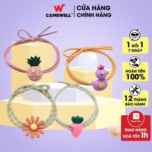 Dây buộc tóc, chun cột tóc hình bông hoa/ quả dứa/ cà rốt/ vịt con đáng yêu dễ thương CameWell C06HB