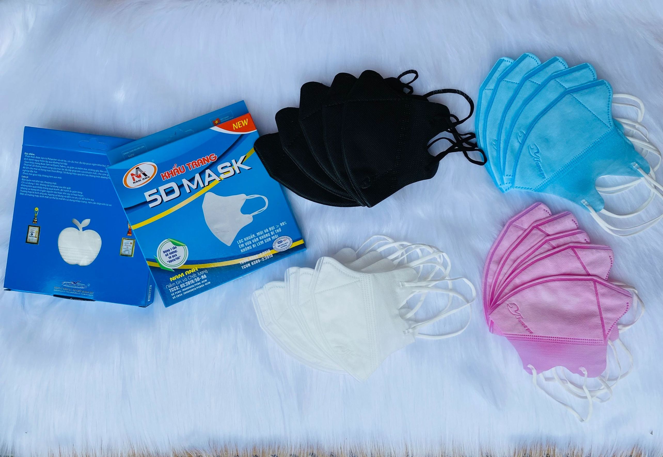 Bán sỉ 1 thùng 100 hộp khẩu trang 5d Famapro quai thun/khẩu trang 5d Nam Anh