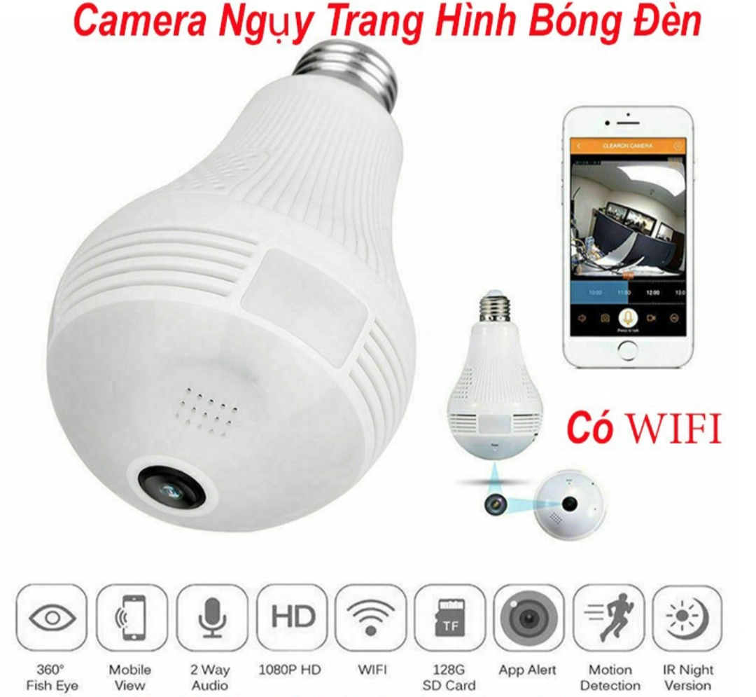 Camera ip wifi v380 - 2.0 - hình bóng đèn - toàn cảnh 360 độ