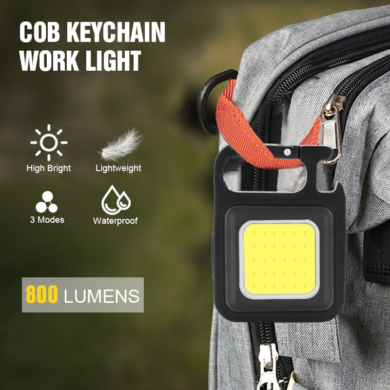 Đèn pin bỏ túi móc khóa mini đèn làm việc nút chai cắm trại ngoài trời có thể sạc lại led usb di động mới