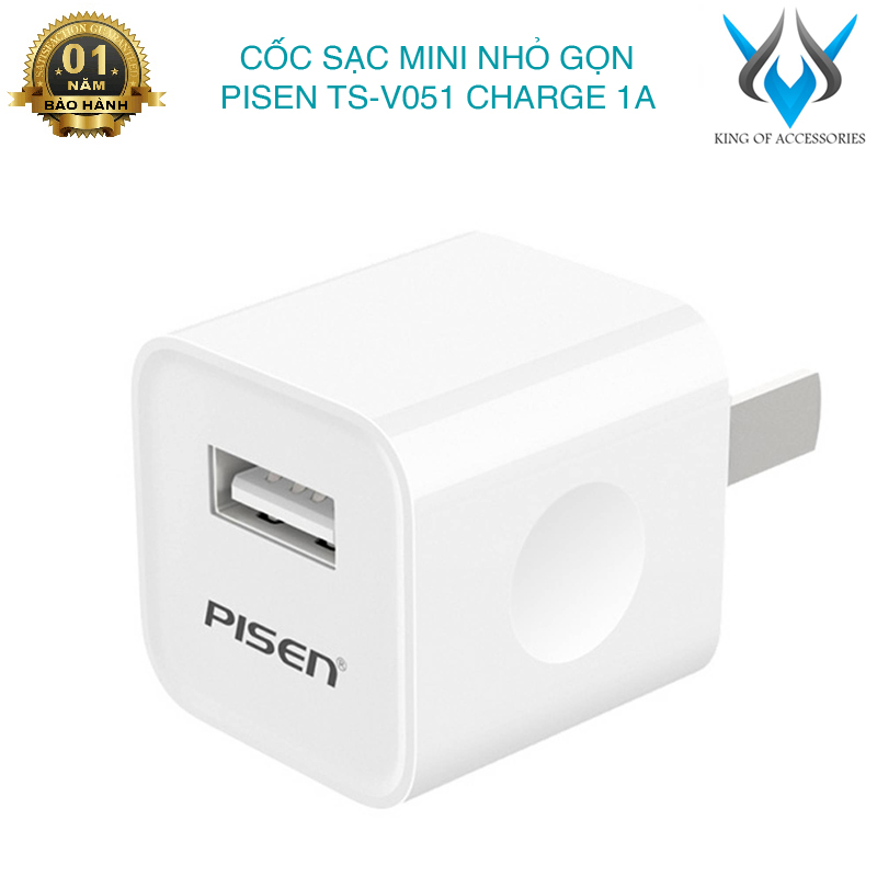 Cốc sạc mini pisen ts-v051 charge 1a - sạc điện thoại phụ kiện 1986