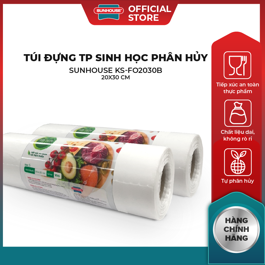 Túi đựng thực phẩm phân hủy sinh học SUNHOUSE KS-FO2030B