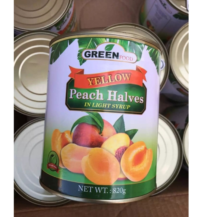 Đào ngâm nước đường Green Food hộp 820g [Biên Hòa] [FREE SHIP] tap hoa havy
