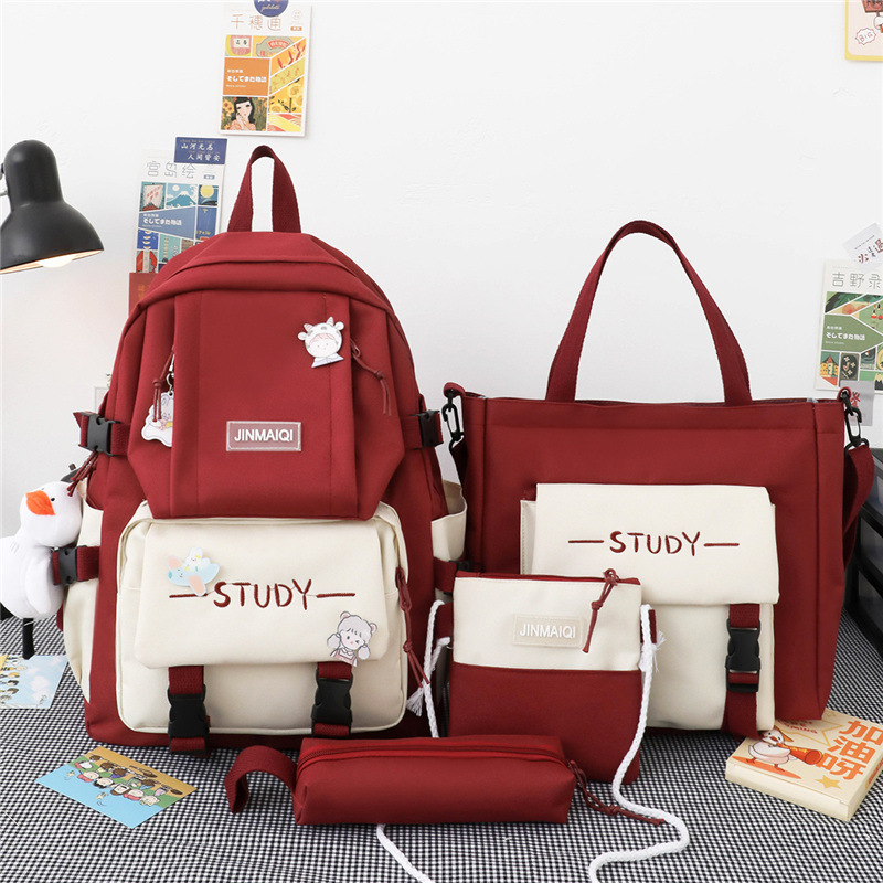 Balo 4 Món Ulzzang học sinh sinh viên laptop giá rẻ cấp 1 2 3 - Set balo 4 món STUDY