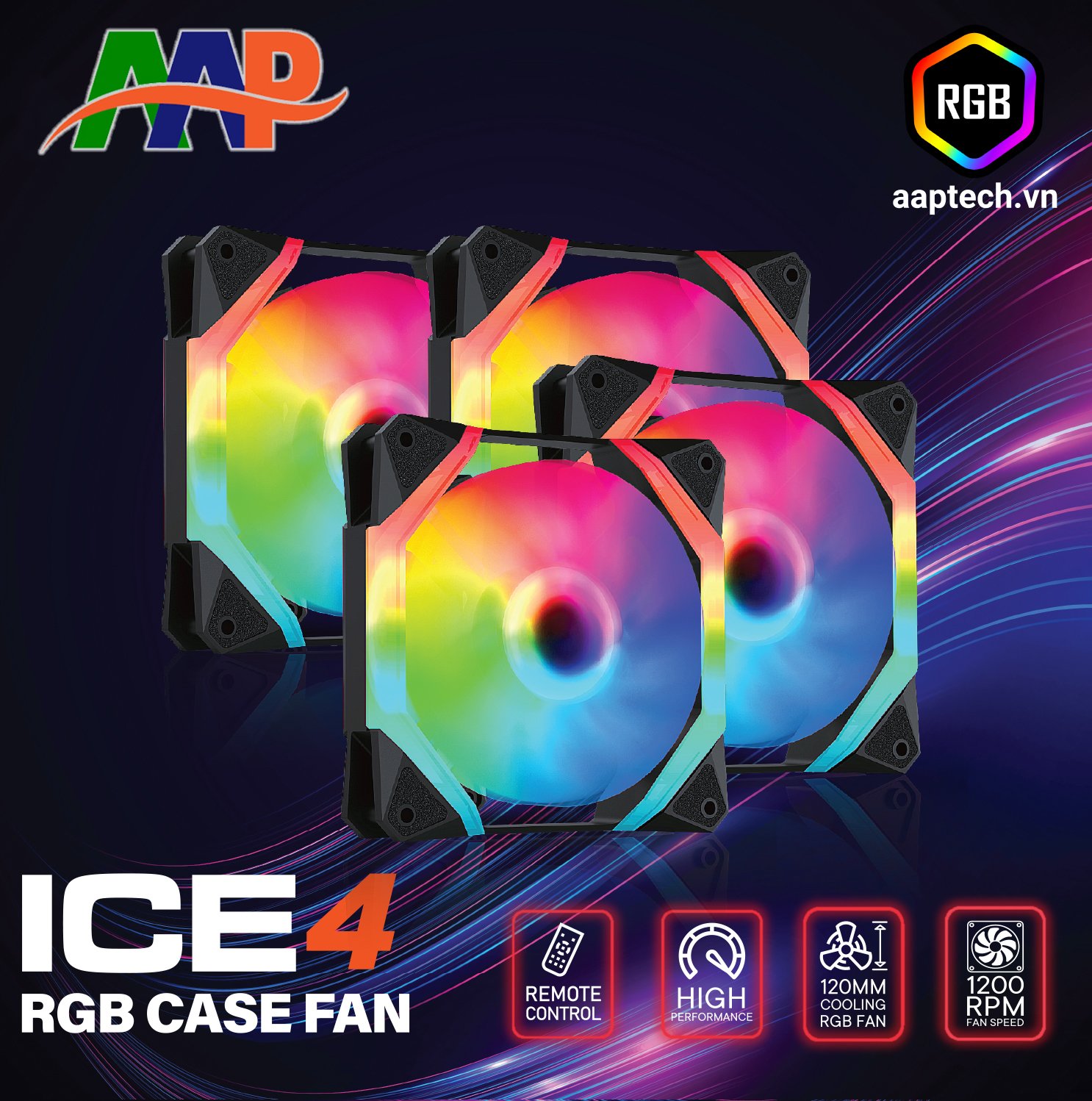 Quạt tản nhiệt, fan case aap ice4 chính hãng