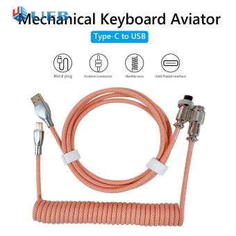 Bàn Phím Cáp USB Type C Kiểu Phi Công Cho Bàn Phím Cơ Đầu Nối Hàng Không Dây Xoắn Ốc