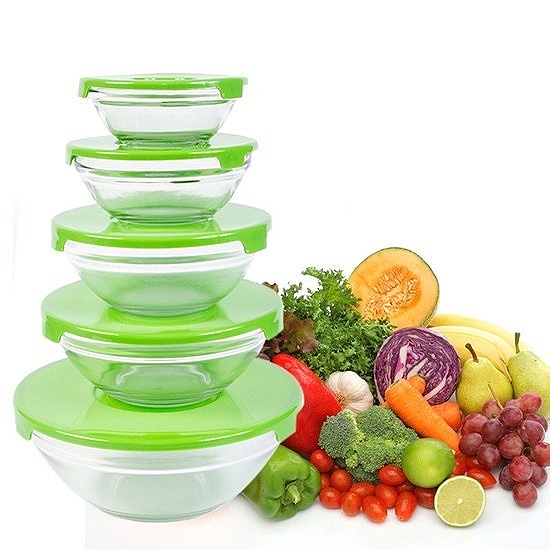 Bộ 5 thố thuỷ tinh có nắp Misy Home bát thuỷ tinh bảo quản thực phẩm