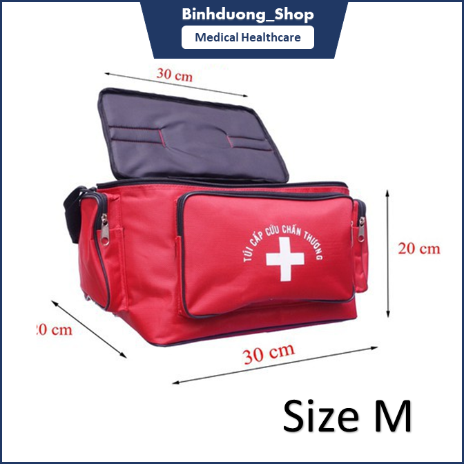 Túi cứu thương - túi y tế chống nước đúng chuẩn Bộ Y tế size M màu đỏ
