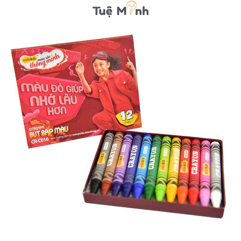 Bộ 12 bút Sáp tô màu Colokit CR-C016 Thiên Long bút sáp vẽ màu mỹ thuật tươi sáng