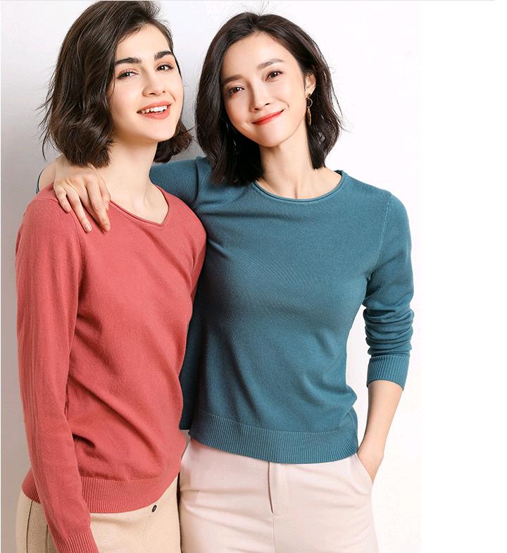 Áo len dệt kim dài tay nhiều màu