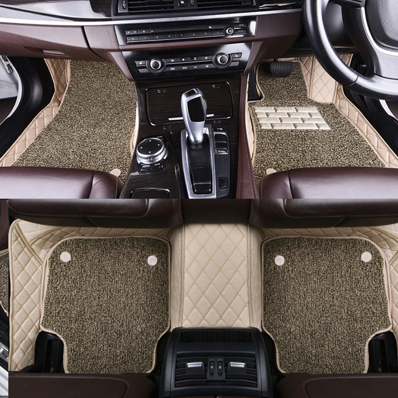 RHD Double Layer Car Floor Mat for BMW Series 2009 2010 2011 2012 Right  Hand Drive Custom Loop Wire Leather Car Floor Matting Full Surrounded  Waterproof Car Foot Pads Carpets Rugs