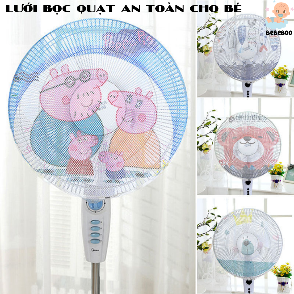 Lưới bọc quạt, ngăn bụi bẩn hình thú có dây rút phù hợp cho nhiều loại quạt - đa năng tiện lợi-Bebeboo