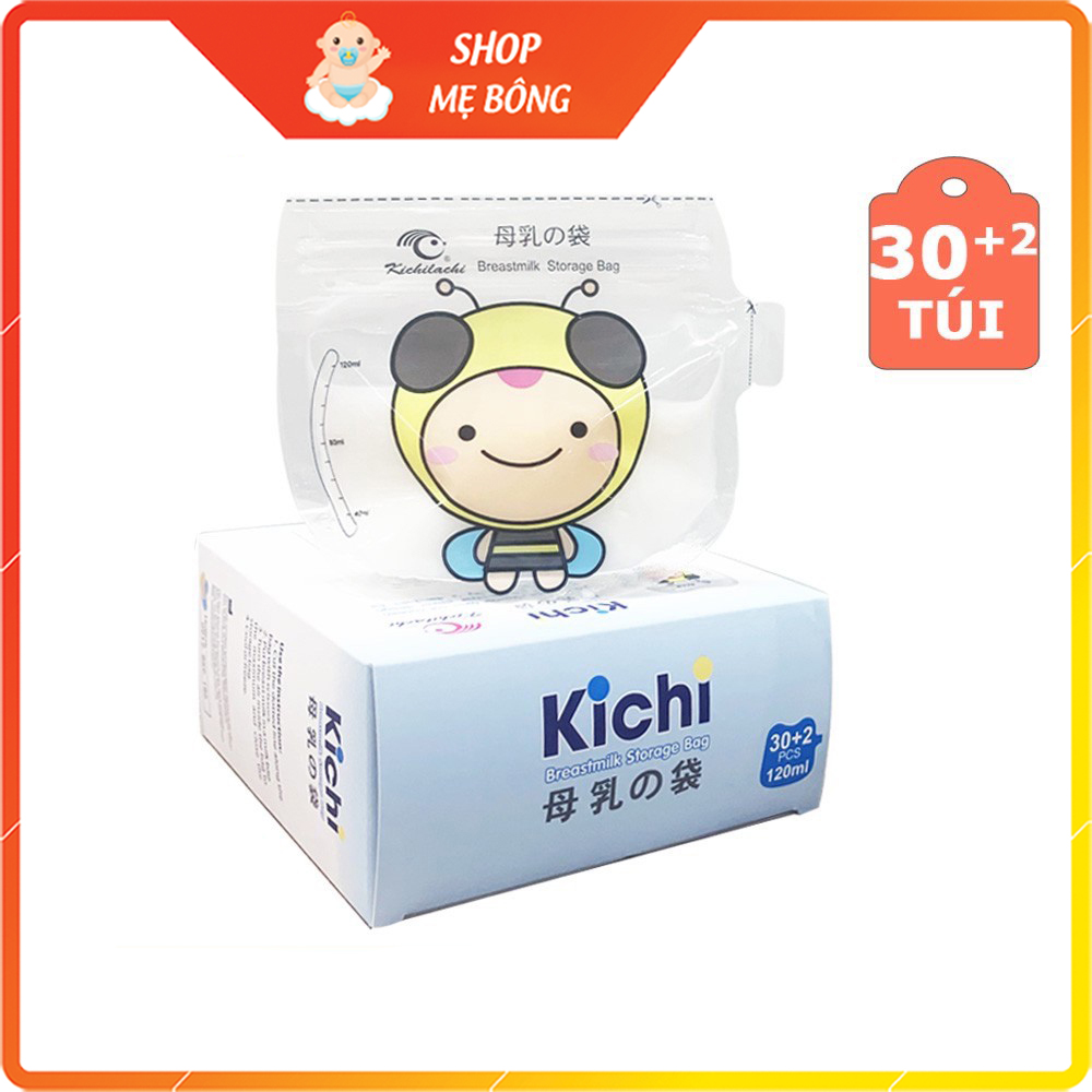 Túi trữ sữa kichi 100ml, 120ml, 200ml hộp 32 chiếc tiện lợi