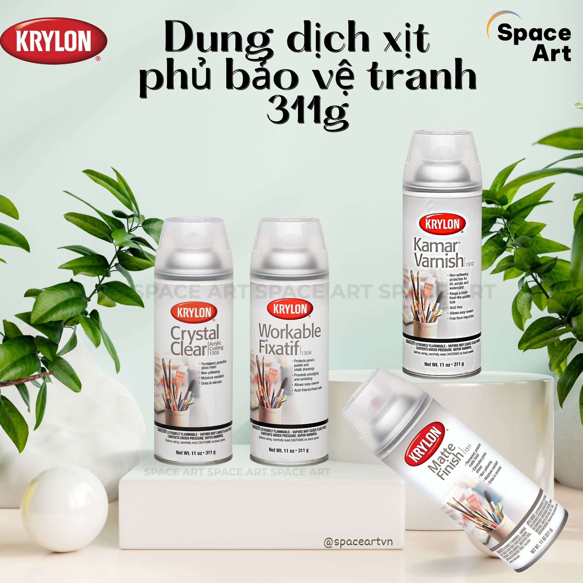Dung dịch xịt phủ bảo vệ tranh, ảnh KRYLON Mỹ 311g đa chức năng