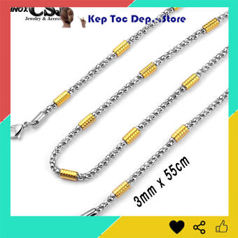dây chuyền inox bọc khoen mạ vàng 3 ly - đẹp, không đen, chuẩn thời trang