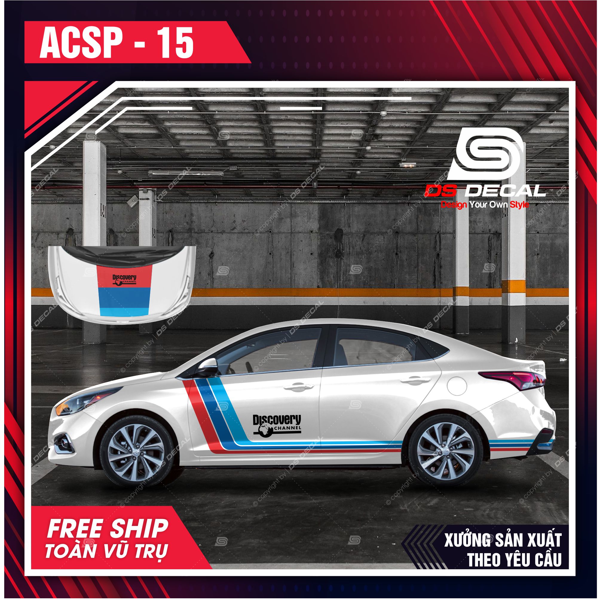 Tem dán xe ô tô Accent - 15, Sticker trang trí xe ô tô, tem dán xe ô tô PVC chống nước - DSDECAL