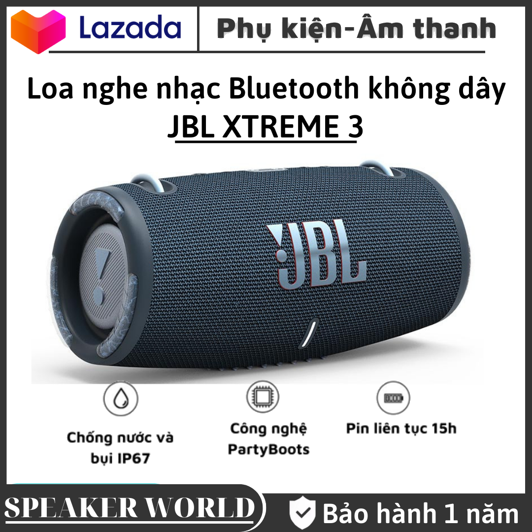 Loa bluetooth jbl xtreme 3, loa nghe nhạc karaoke công suất lớn 40w, loa bass mạnh, treble rời, sử dụng với máy tính, vi tính, laptop, pc, tivi bluetooth 5.1 - chống nước, chống bụi ip67