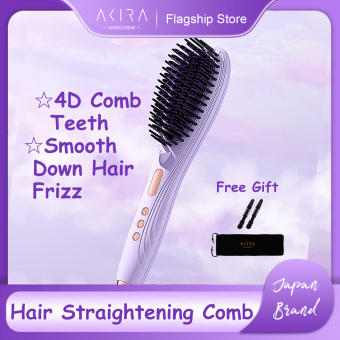 Lược Duỗi Tóc 4D Ion Âm Bằng Gốm AKIRA Nhật Bản Lược Chải Thẳng Râu Dụng Cụ Làm Đẹp Tạo Kiểu Tóc Màn Hình LCD Cho Nam