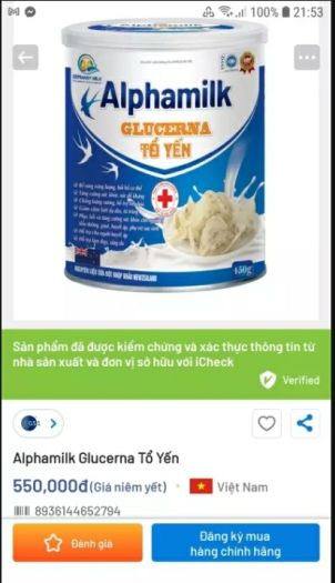 Sữa bột Alphamilk Glucerna Tổ Yến  ,tăng cường sức đề kháng , hỗ trợ xương khớp,tiêu hóa ,tưng cường sức khỏe cho người tiểu đường ,gout, huyết áp, đẹp da- Nguyên liệu nhập khẩu Newzealand, bách hóa ngọc châu – hộp 450g
