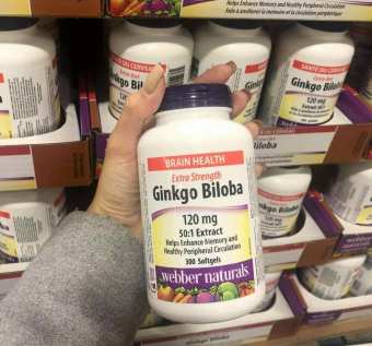 Bổ não Ginkgo Biloba 120 mg- 300v softgel , Webber Naturals , Canada