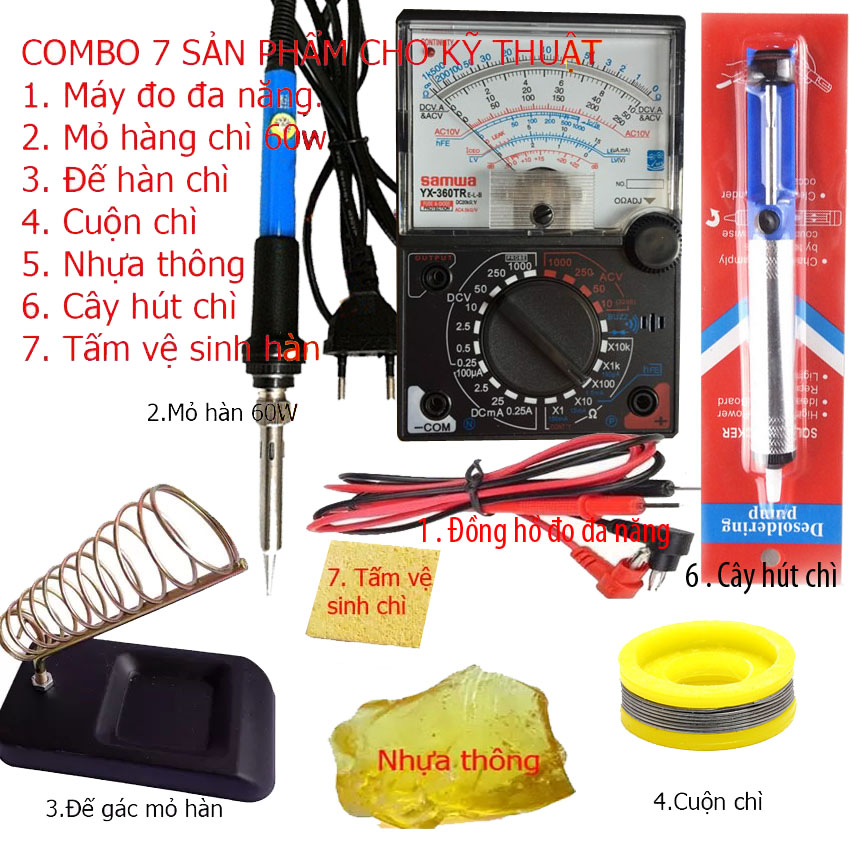 Đồng hồ đo kim vạn năng samwa yx-360tre-l-b + 6 món kỹ thuật hàn