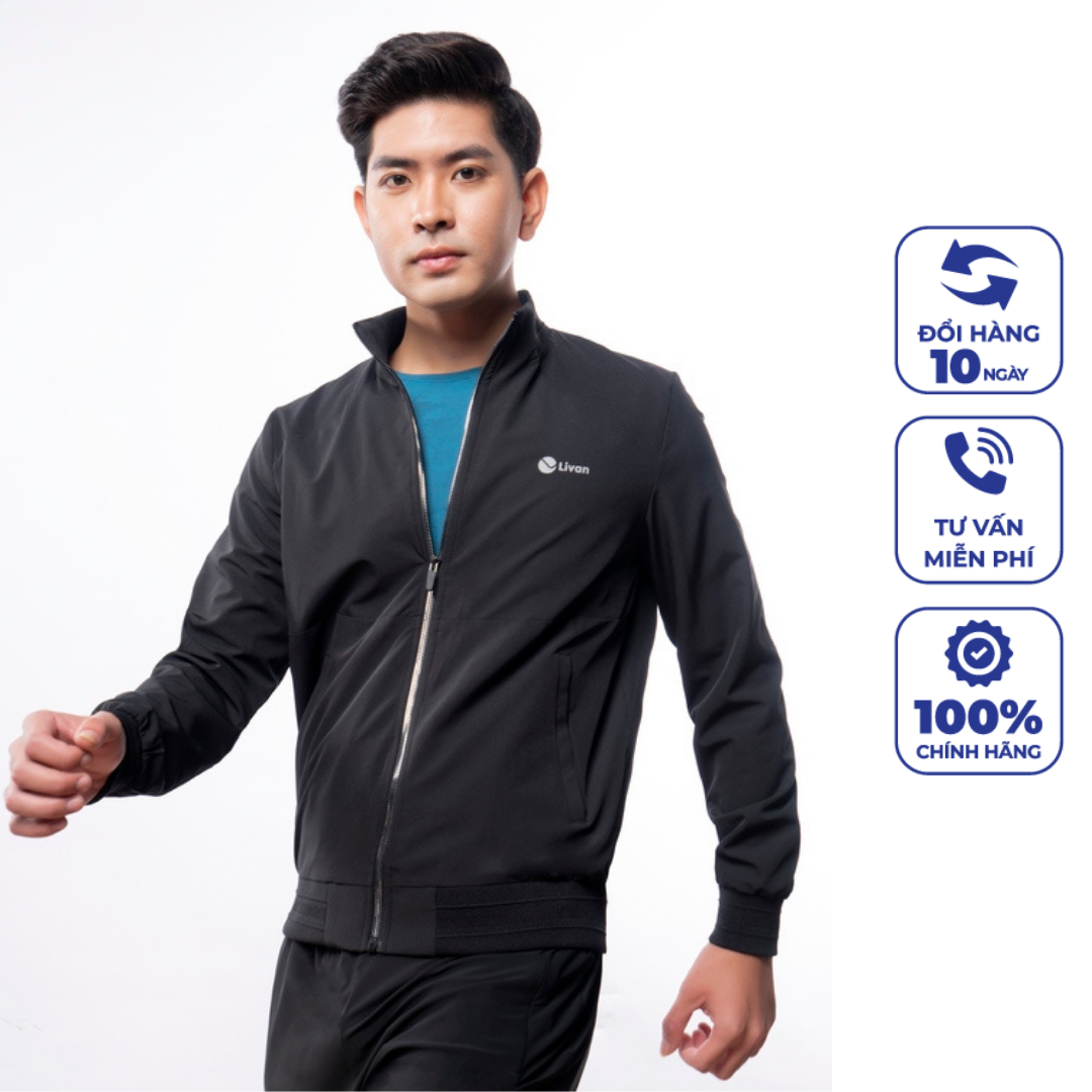 Áo khoác nam livan sport chính hãng cao cấp perform màu đen 2 lớp