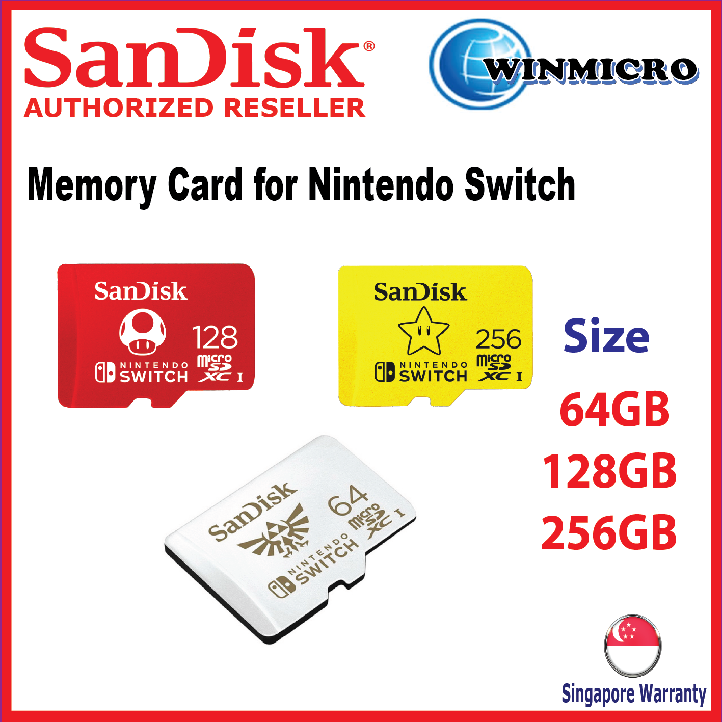 SanDisk 256GB Nintendo Switch MicroSD Card/Memory Card for Nintendo Switch  Lite 256 GB (SDSQXAO-256G-GNCZN) Bundle with 1 SD & MicroSDXC Card Reader