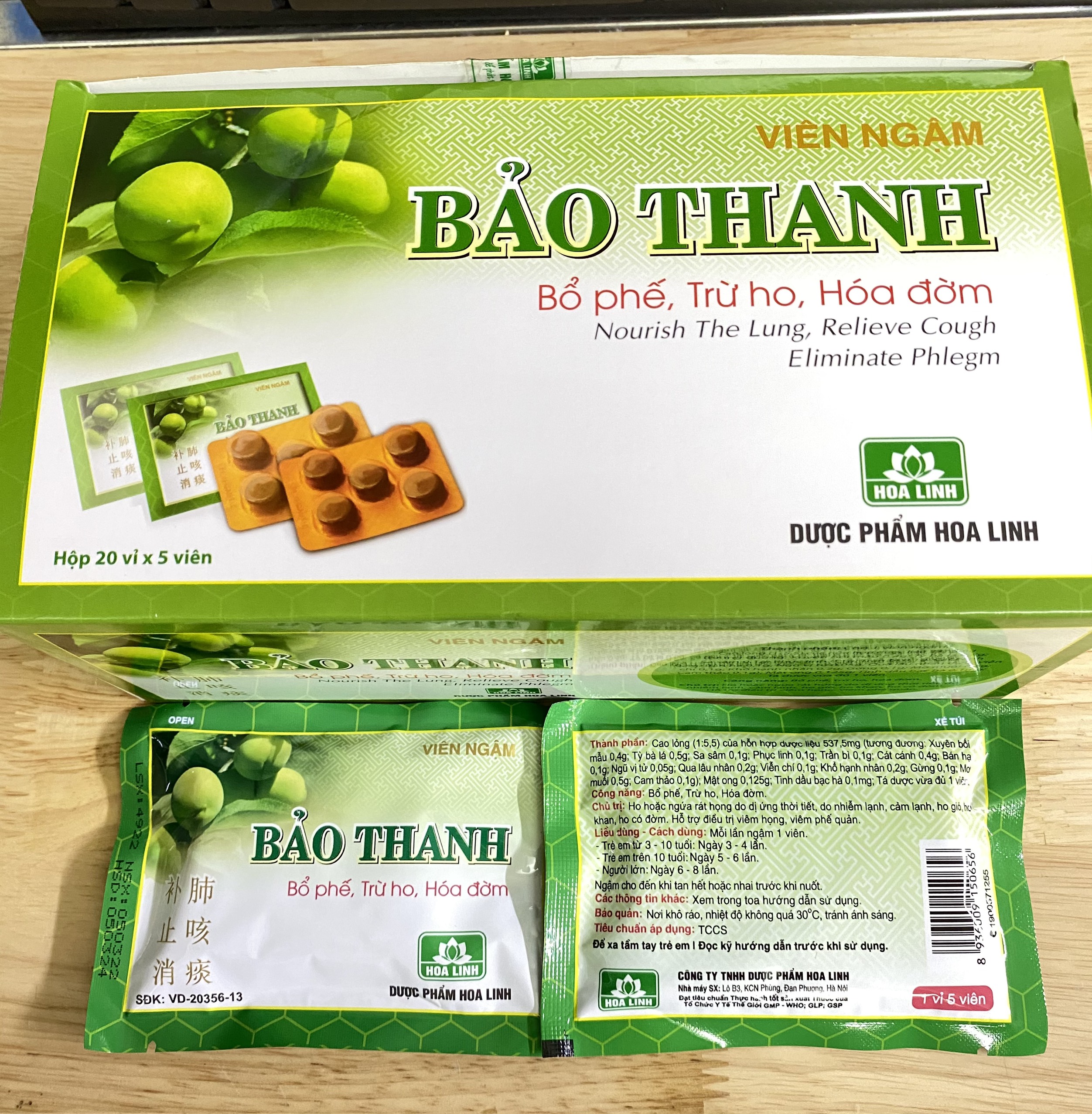 Viên ngậm ho Bảo Thanh có đường vỉ 5 viên
