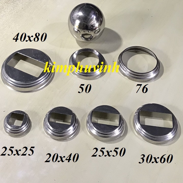 05 cái - chụp đế inox - chân đế inox - chụp chân inox cho sắt hộp