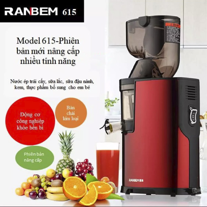 Máy ép chậm trái cây RANBEM-615 - Dòng ép được cả quả chuyên dụng cho nhà hàng khách sạn - Bảo hành 12 tháng