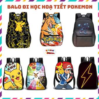 Balo đi học, balo học sinh cấp 1 hoạ tiết pikachu, balo pokemon, balo thời trang cho học sinh